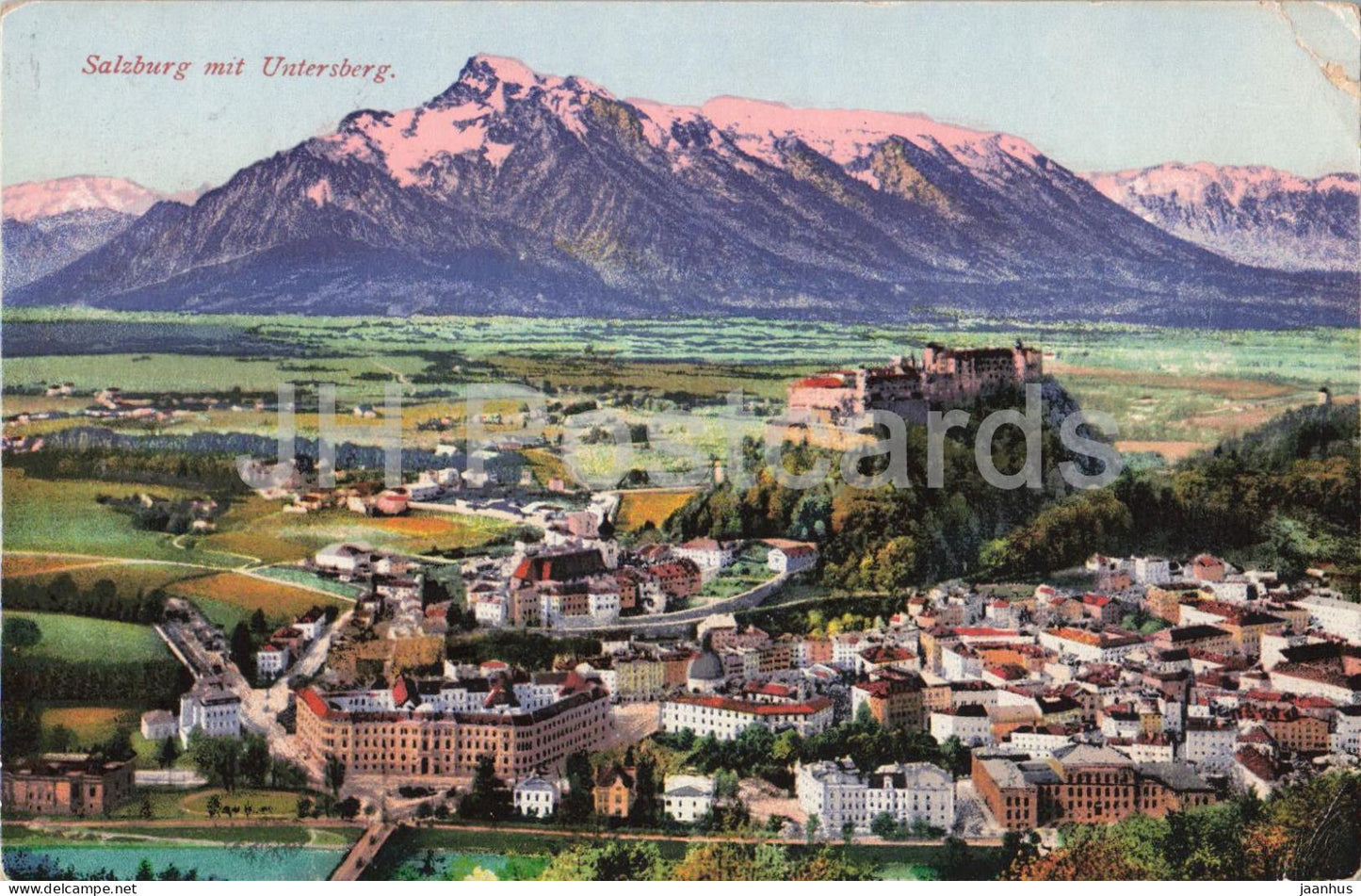 Salzburg mit Untersberg - Anton Kiener - 10203 - old postcard - 1921 - Austria - used - JH Postcards
