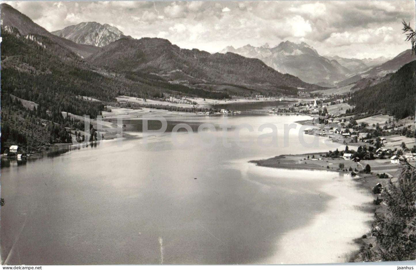 Weissensee - lake - valley - panorama - mountains - old postcard - 1943 - Austria - used - JH Postcards
