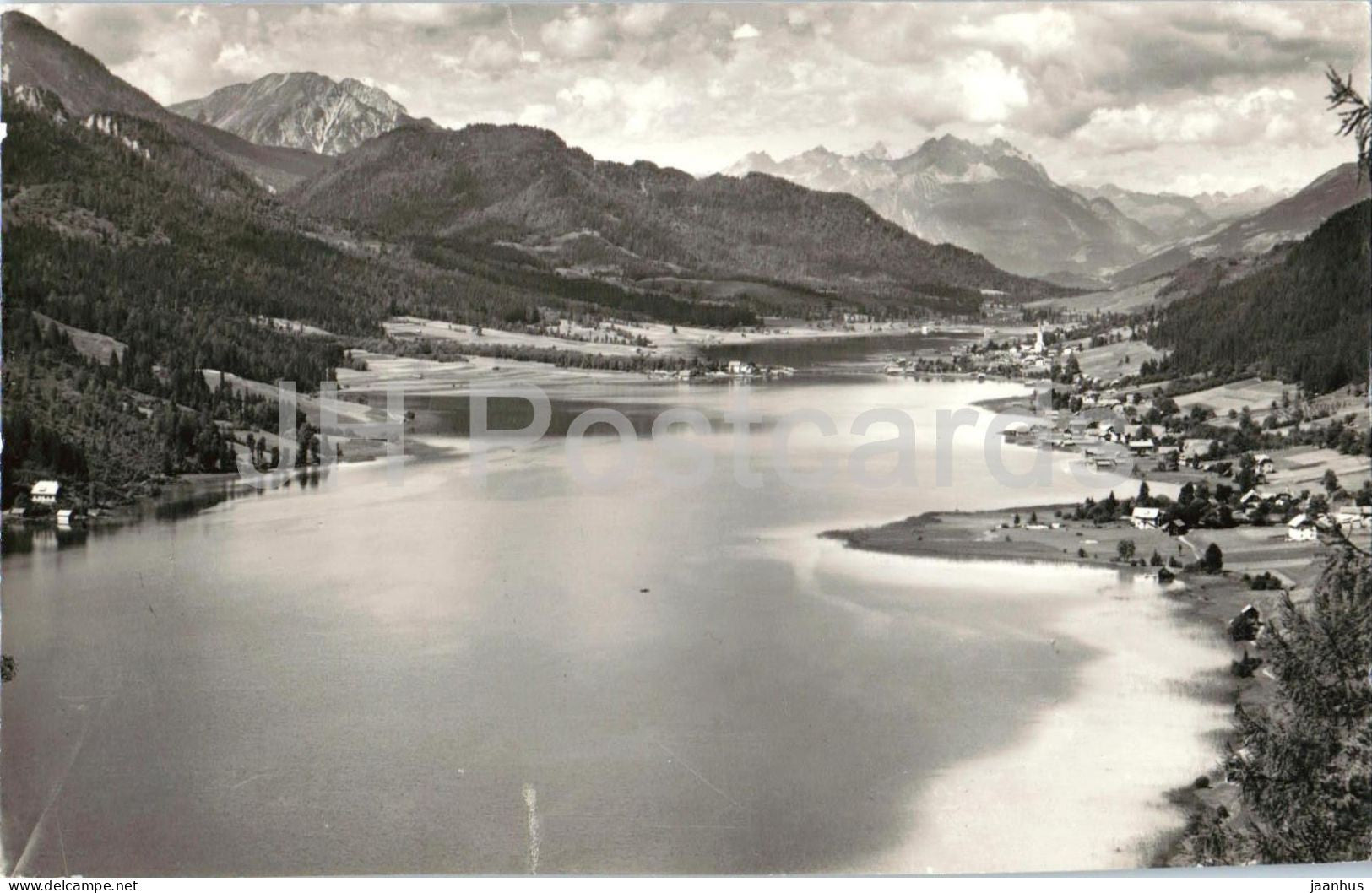 Weissensee - lake - valley - panorama - mountains - old postcard - 1943 - Austria - used - JH Postcards