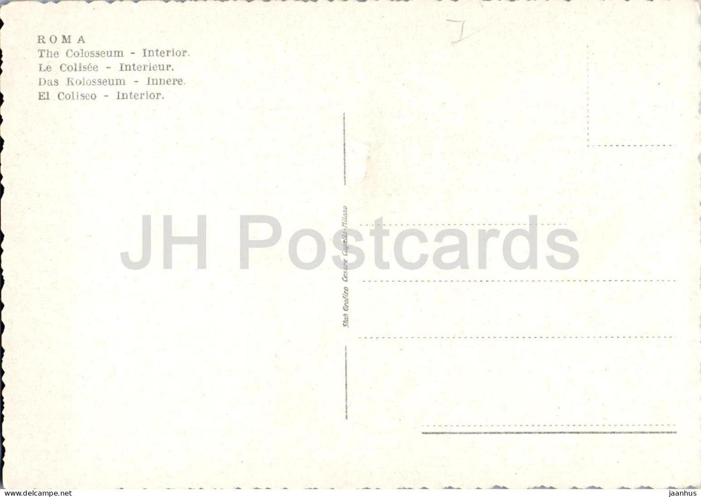 Roma - Rom - Inneres Kolosseum - Das Kolosseum - Innenansicht - altes Denkmal - alte Postkarte - Italien - unbenutzt