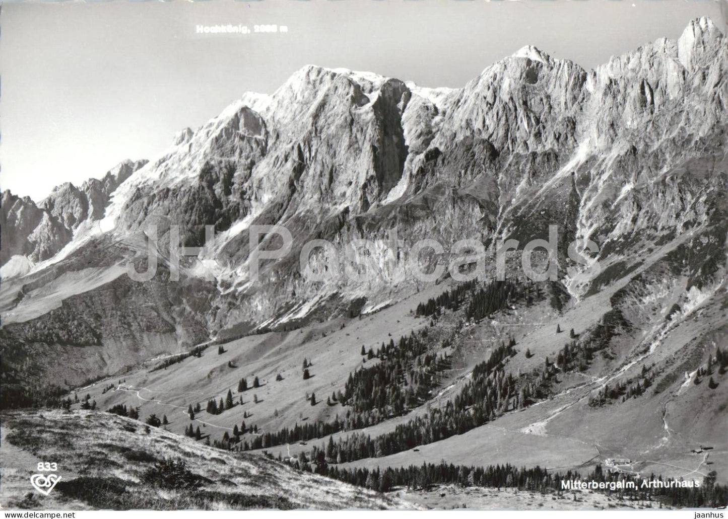 Hochkonig gesehen vom Hochkeil - Mitterbergalm - Arthurhaus - Alps - Salzburg - 833 - old postcard - Austria - unused - JH Postcards