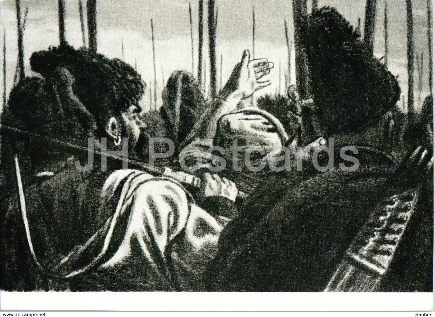 Taras Bulba by N. Gogol -  Zaporozhian Cossack - 4 - illustration by E. Kibrik - 1960 - Russia USSR - unused - JH Postcards