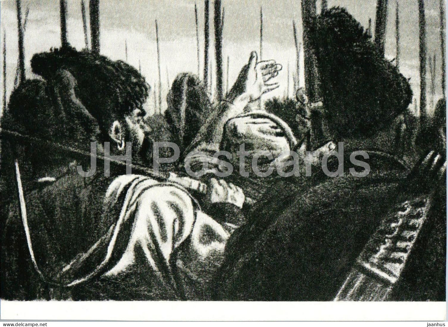Taras Bulba by N. Gogol -  Zaporozhian Cossack - 4 - illustration by E. Kibrik - 1960 - Russia USSR - unused - JH Postcards