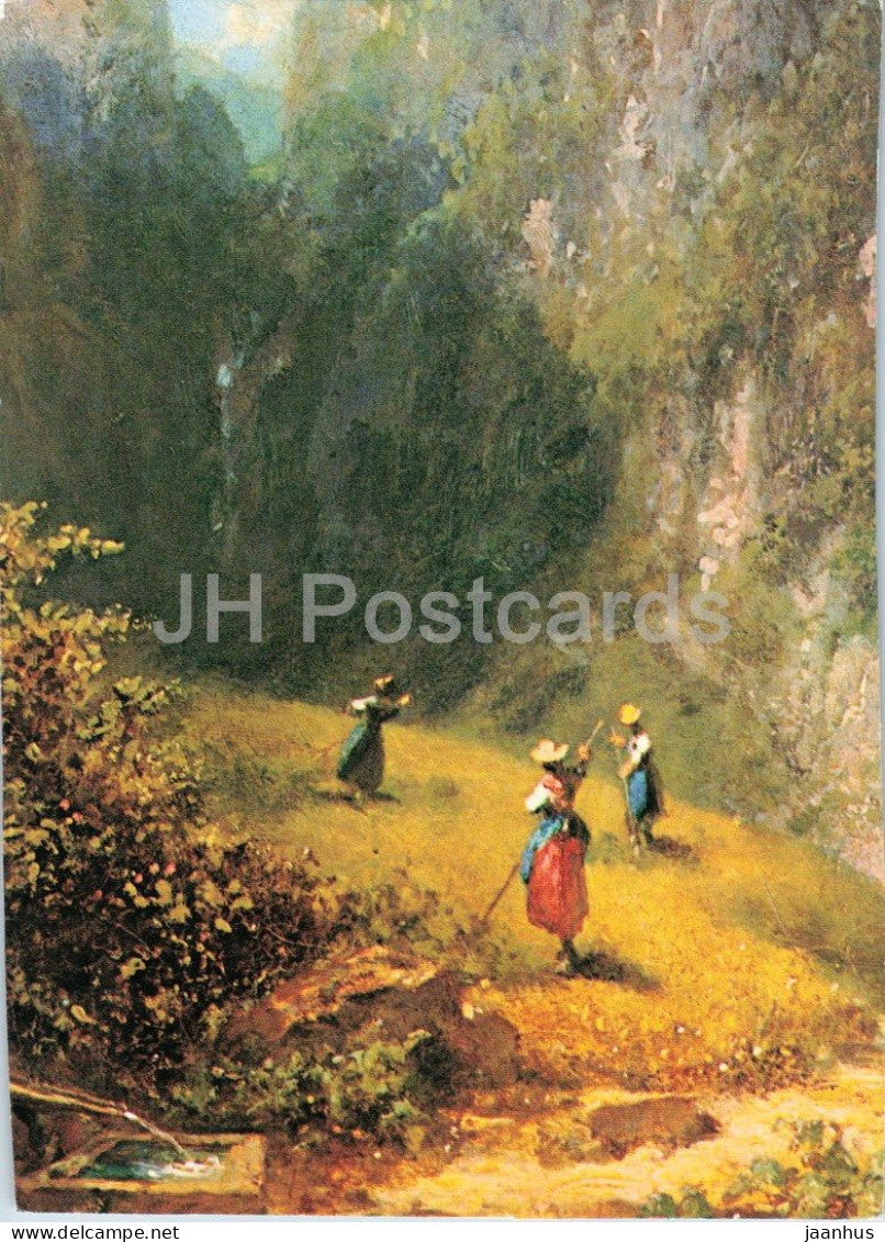 painting by Carl Spitzweg - The Hay Harvest - Heuernte - German art - Germany - unused - JH Postcards