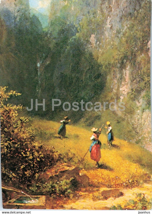 painting by Carl Spitzweg - The Hay Harvest - Heuernte - German art - Germany - unused - JH Postcards