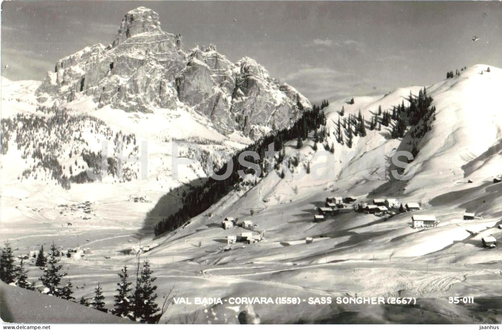 Val Badia - Corvara 1558 - Sass Songher 2667 - Dolomites Alps - mountains - 35-011 - old postcard - 1956 - Italy - used - JH Postcards
