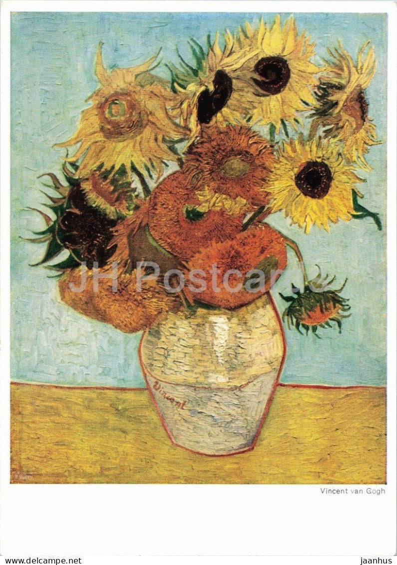 painting by Vincent van Gogh - Sunflowers - Sonnenblumen - Dutch art - 13 - old postcard - 1936 - Germany - used - JH Postcards