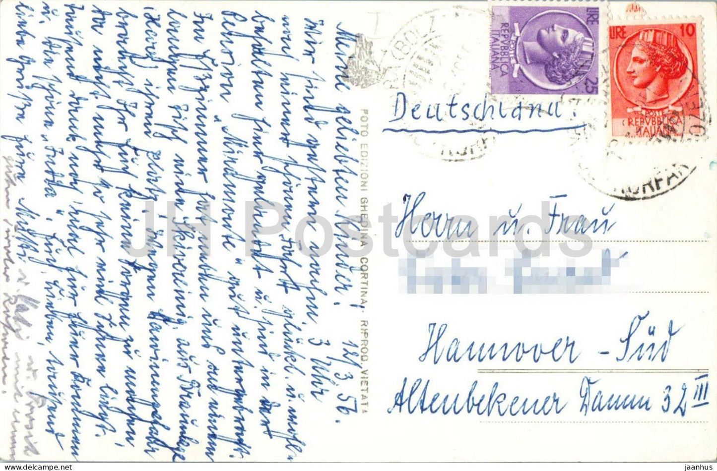 Val Badia - Corvara 1558 - Sass Songher 2667 - Dolomitenalpen - Berge - 35-011 - alte Postkarte - 1956 - Italien - gebraucht