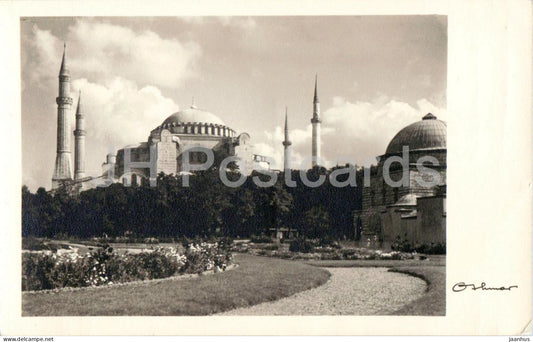 Istanbul - The Ayasofia - Hagia Sophia - mosque - minarets - garden - Photo Othmar - old postcard - Turkey - unused - JH Postcards