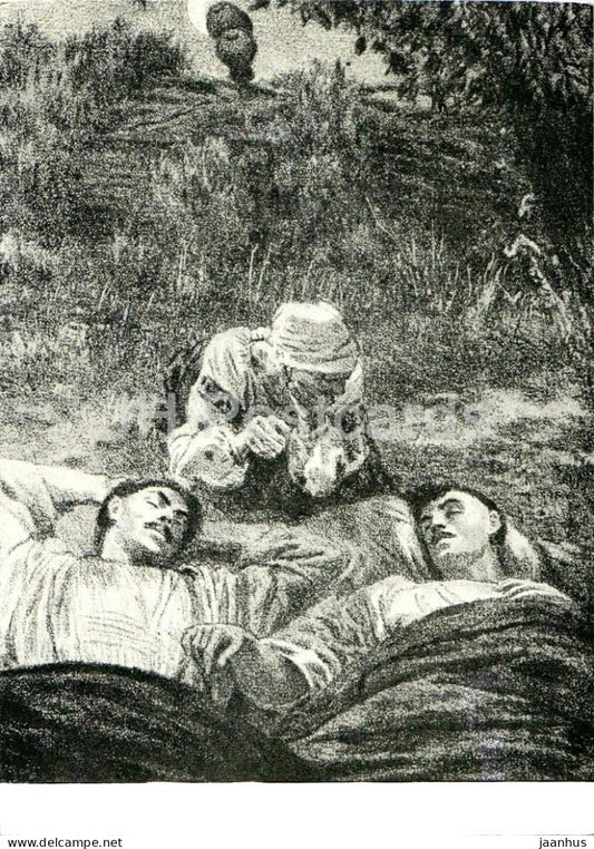 Taras Bulba by N. Gogol -  Zaporozhian Cossack - mother - sons - illustration by E. Kibrik - 1960 - Russia USSR - unused - JH Postcards