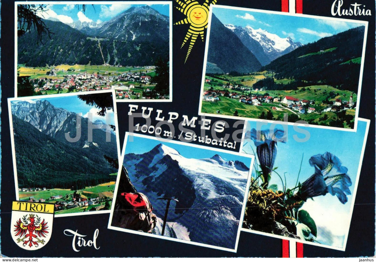 Fulpmes 1000 m - Stubaital - multiview - village panorama - Alps - 3708 - 1967 - Austria - used - JH Postcards