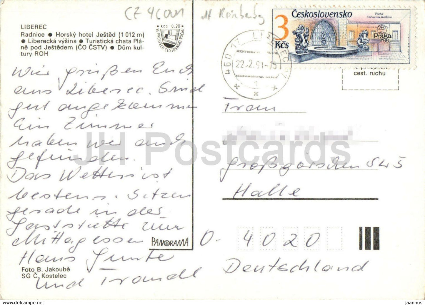 Liberec - Hôtel de ville - Hôtel de montagne Jested - vue multiple - 1991 - République Tchèque - Tchécoslovaquie - ayant servi