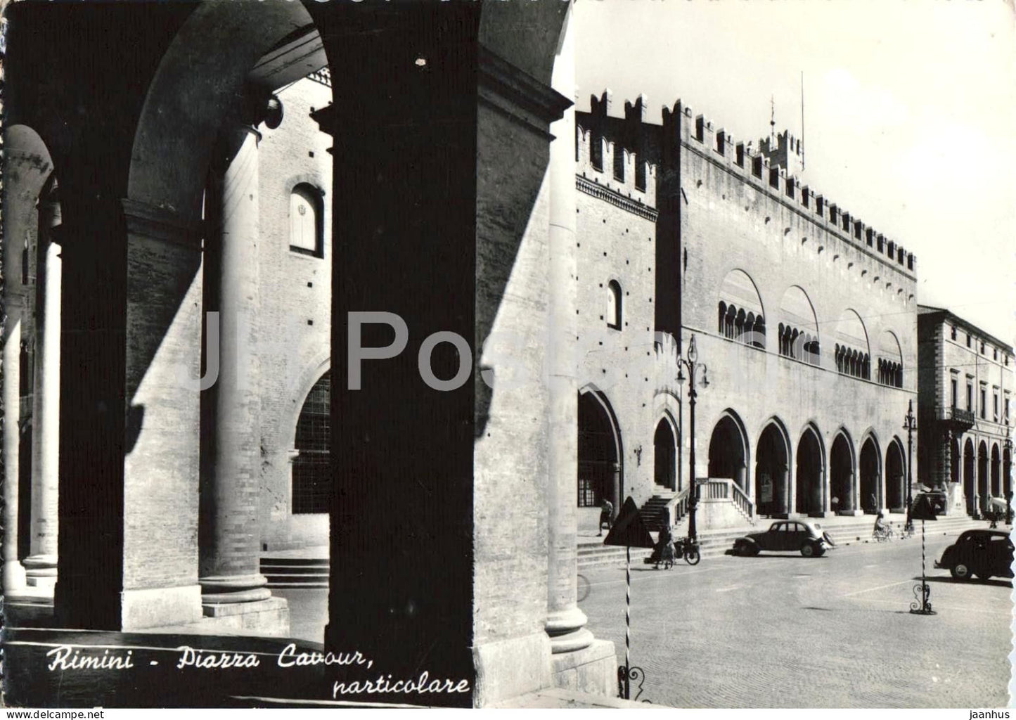 Rimini - Piazza Cavour particolare - Cavour Square detail - square - old car - 79 - old postcard - 1956 - Italy - used - JH Postcards