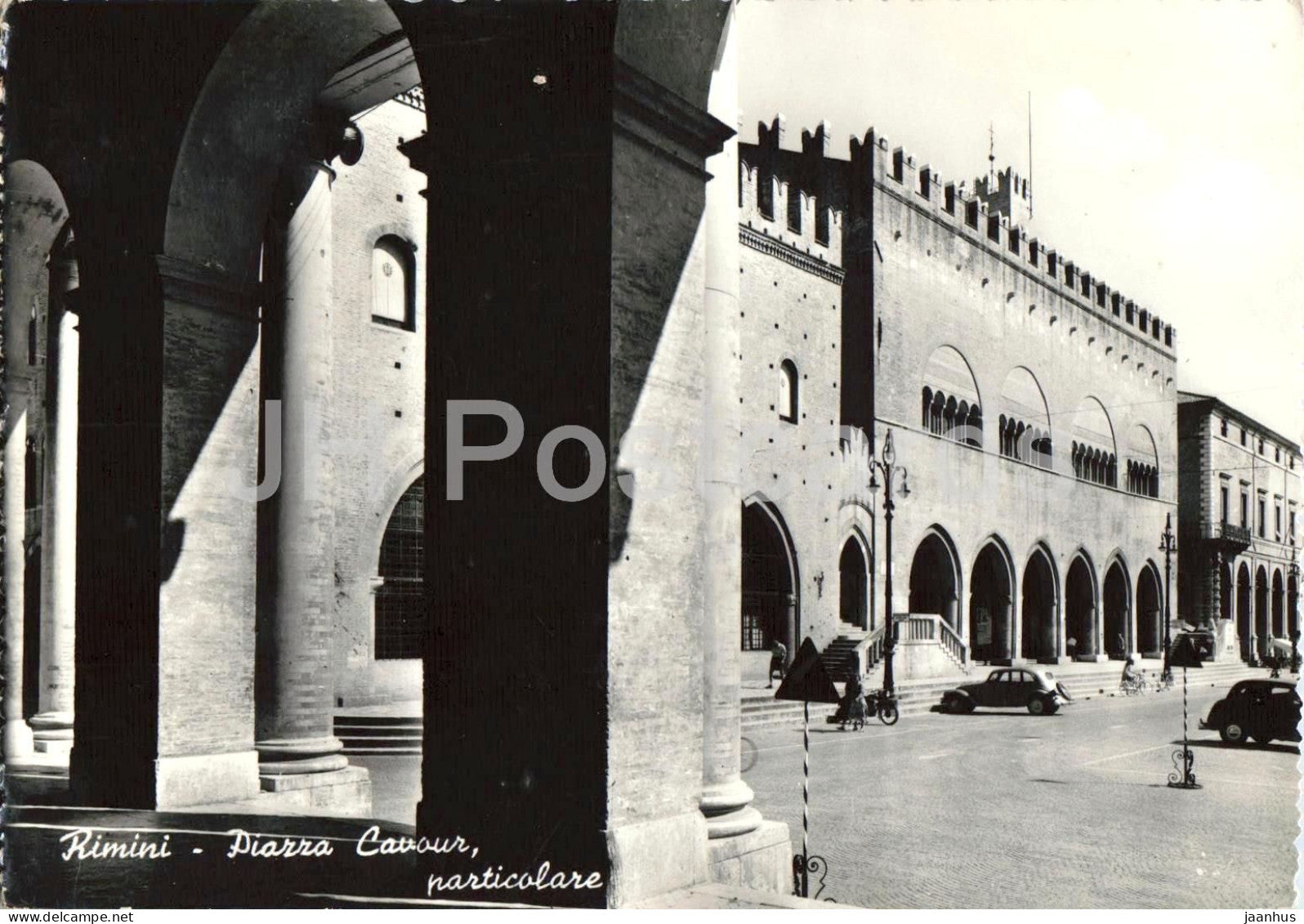 Rimini - Piazza Cavour particolare - Cavour Square detail - square - old car - 79 - old postcard - 1956 - Italy - used - JH Postcards