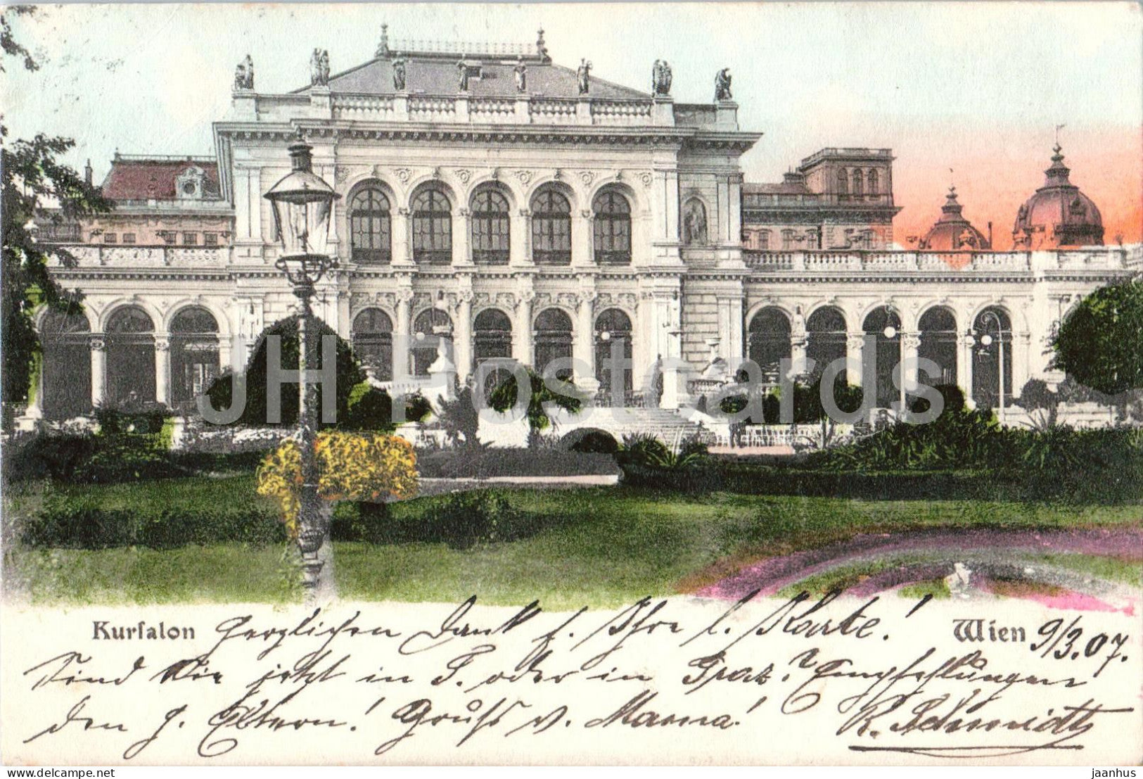 Kursalon Wien - Vienna - palace - garden - old postcard - 1907 - Austria - used - JH Postcards