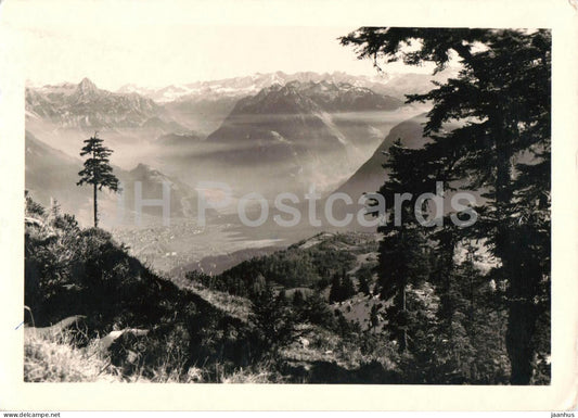 Blick uber Tschengla ins Klostertal - mountains - panorama - old postcard - Austria - used - JH Postcards