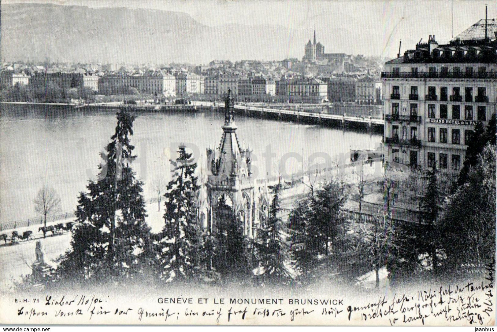 Geneve - Geneva - et le Monument Brunswick - 71 - old postcard - 1902 - Switzerland - used - JH Postcards