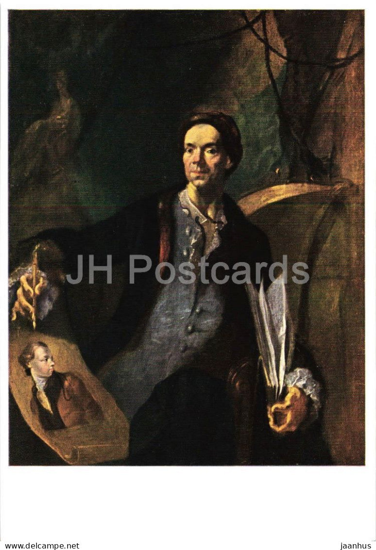 painting by Franz Anton Maulbertsch - Selbstbildnis - Self-Portrait - Austrian art - Austria - unused - JH Postcards