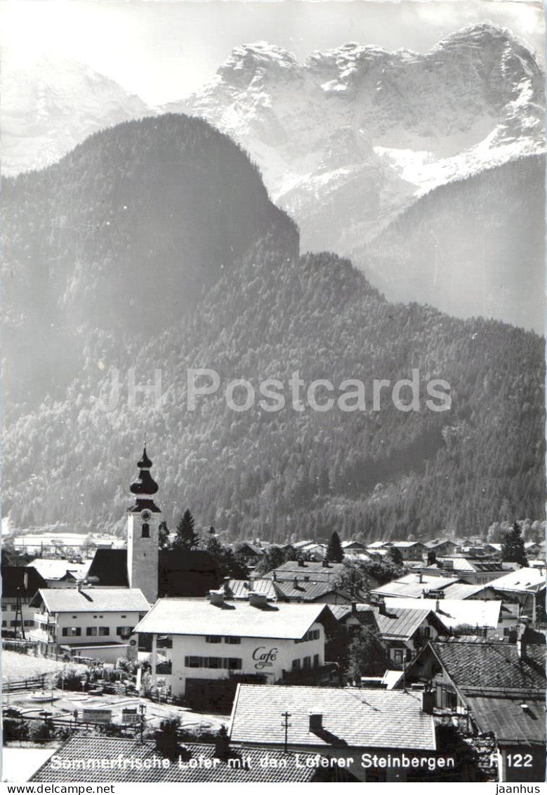 Sommerfrische Lofer mit den Loferer Steinbergen - village church  alpine town - mountains - 122 - 1968 - Austria - used - JH Postcards