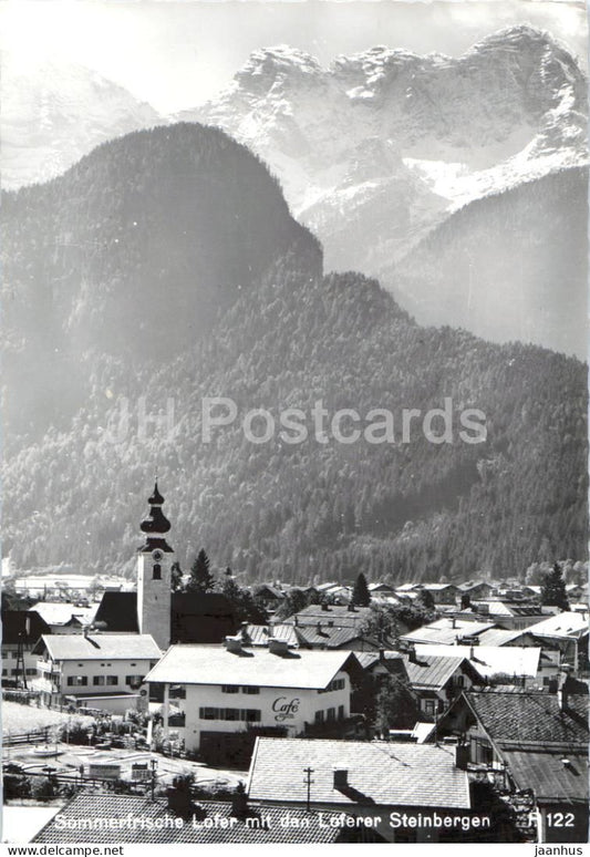 Sommerfrische Lofer mit den Loferer Steinbergen - village church  alpine town - mountains - 122 - 1968 - Austria - used - JH Postcards