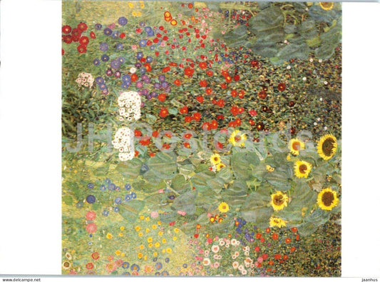painting by Gustav Klimt - Farm Garden with Sunflowers - Bauerngarten mit Sonnenblumen - Austrian art - Austria - unused - JH Postcards