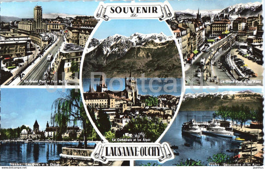 Souvenir de Lausanne Ouchy - city - cathedral - street views - multiview - 7706 - Switzerland - unused - JH Postcards