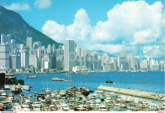 Hong Kong - Causeway Bay Shelter - harbour - skyline - boat - 802 - Hong Kong - China - unused - JH Postcards