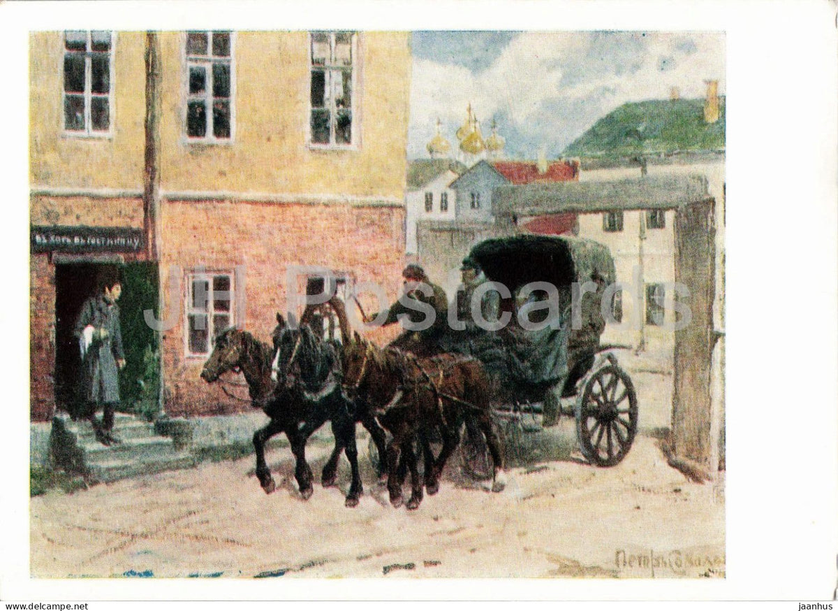 illustration by Sokolov - Chichikov at the Inn of the Provincial Town - Dead Souls by Gogol 1960 - Russia USSR - unused - JH Postcards