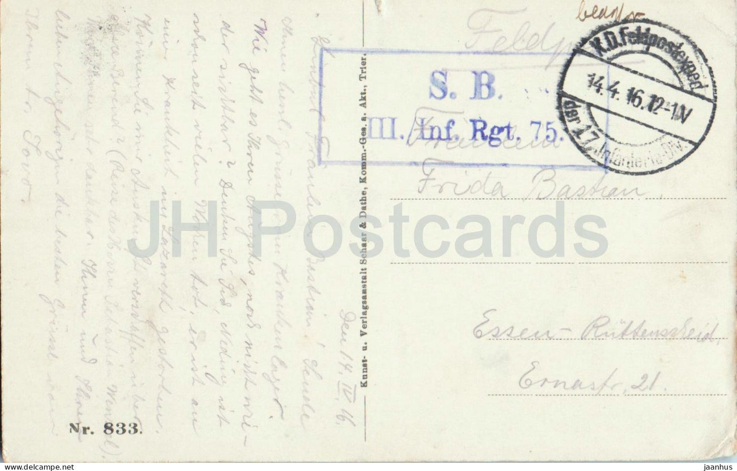 Heldengraber bei St. Mihiel - WWI cemetery - war graves - Feldpost - 833 - old postcard - 1916 - France - used