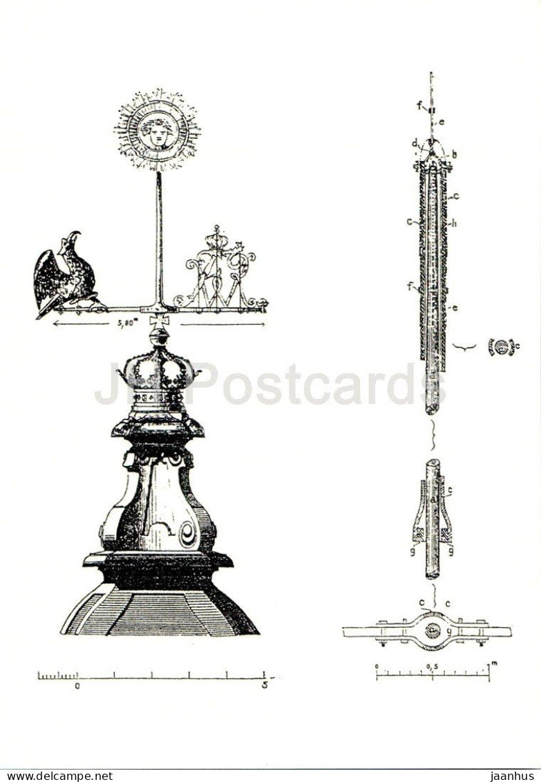 weather vane of the Garnisonkirche - Wetterfahne - Potsdam - Non Soli Cedit - birds - Germany - unused - JH Postcards