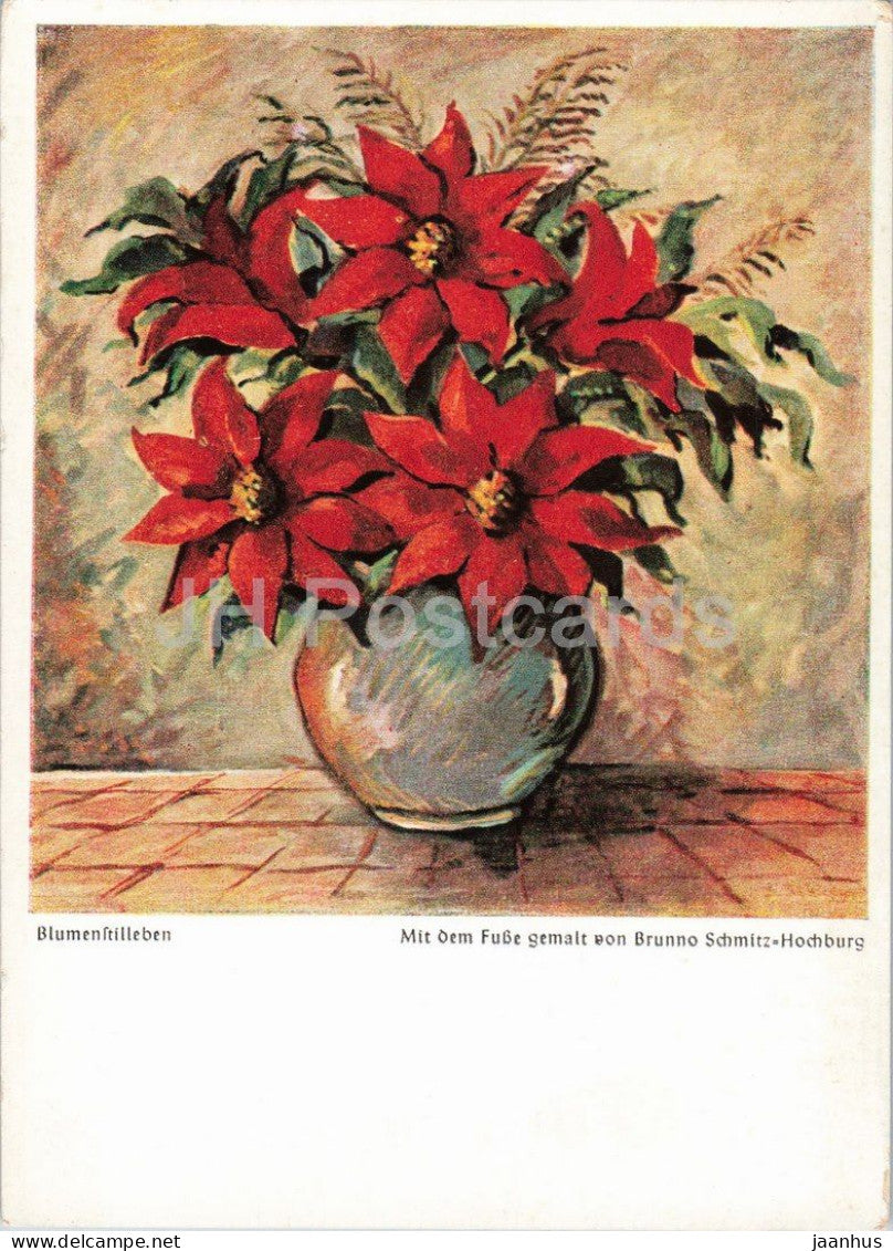 painting by Brunno Schmitz Hochburg - Flower Still Life - Blumenstilleben - old postcard - 1950s - Germany - unused - JH Postcards
