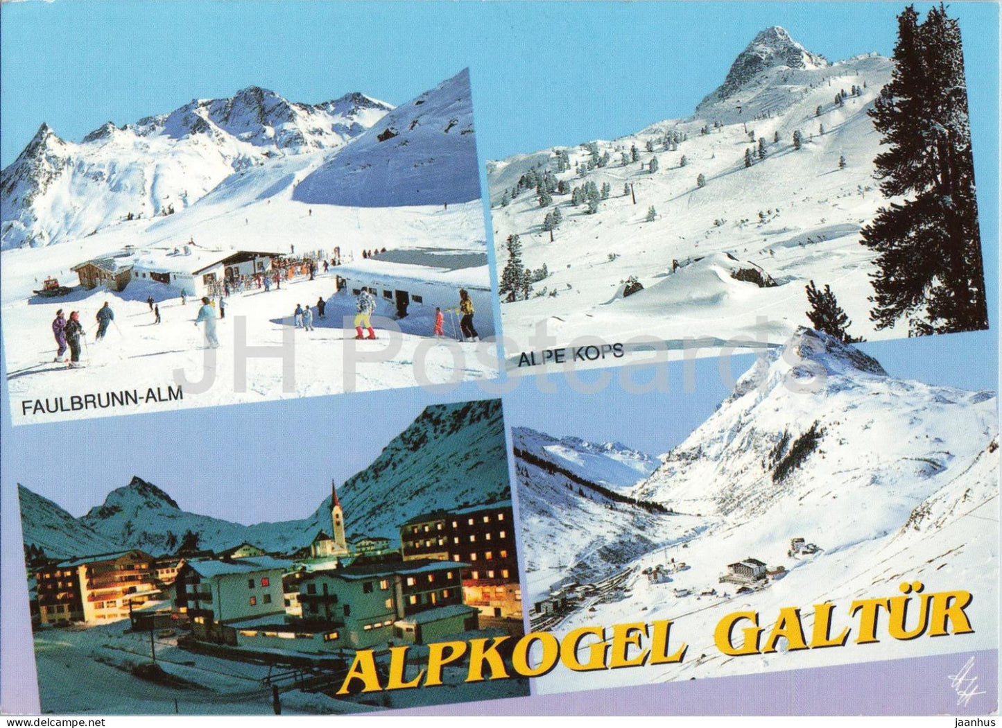 Wintersportplatz Galtur 1580 m - Skigebiet Alpkogel - Faulbrunn Alm - Alpe Kops - multiview - 218 - Austria - used - JH Postcards