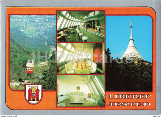 Liberec - Jested - TV tower - cable car - multiview - Czech Republic - Czechoslovakia - unused - JH Postcards