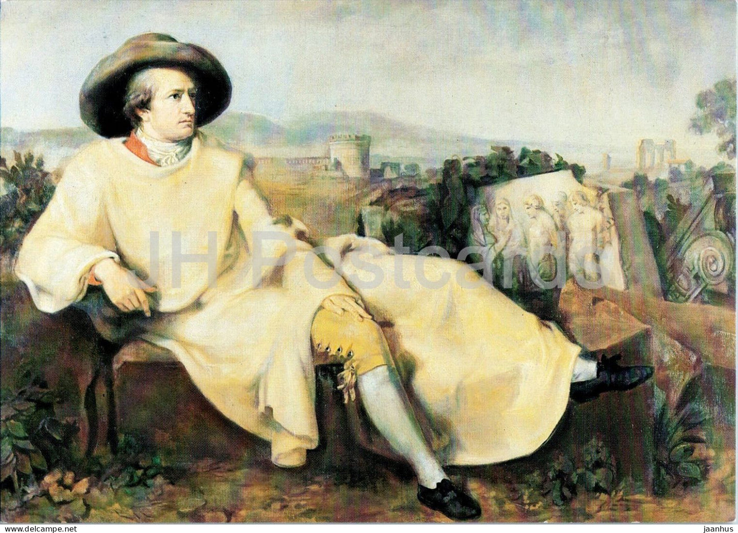 painting by J. H. W. Tischbein - Goethe in the Roman Campagna - German art - Germany DDR - unused - JH Postcards