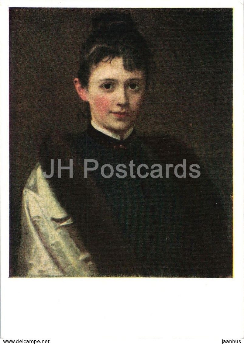 painting by Ivan Kramskoy - Portrait of a Woman - Russian art - old postcard - 1959 - Russia USSR - unused - JH Postcards