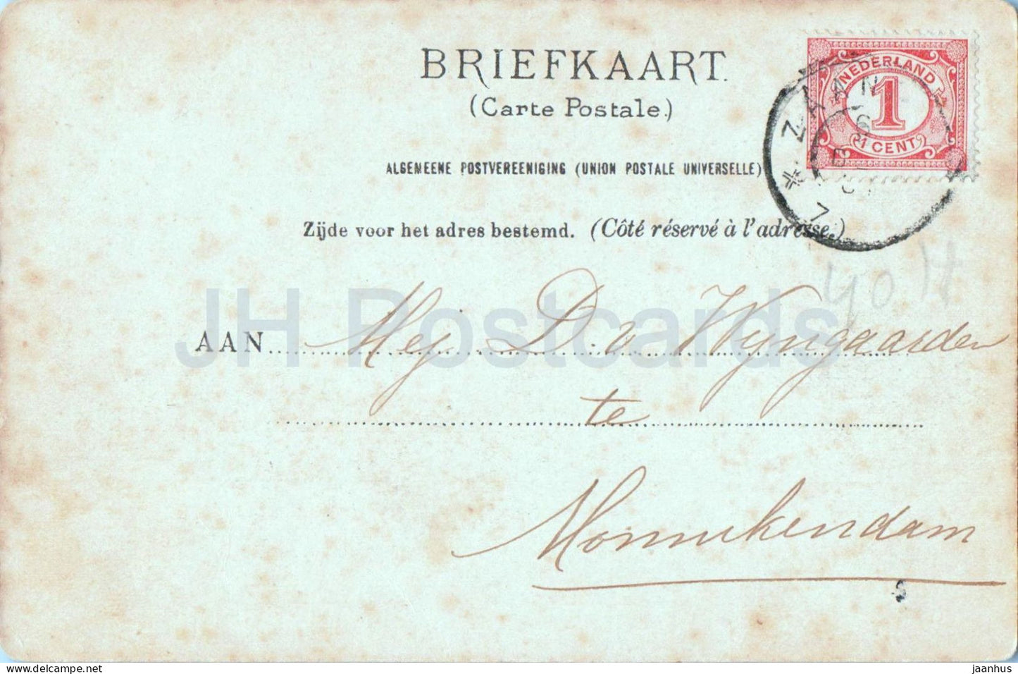 Zaandam - Gedempte Gracht - Street Scene - winter - old postcard - Netherlands - used