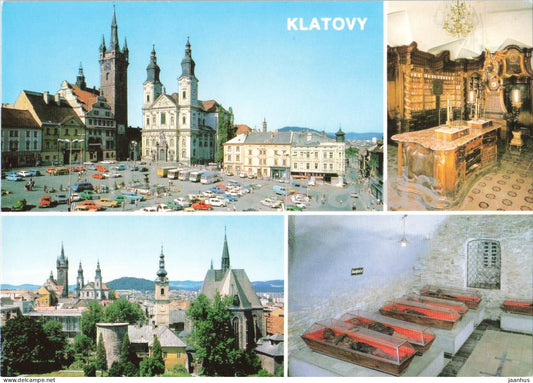 Klatovy - Town Square • Baroque pharmacy - catacombs - multiview - Czech Republic - Czechoslovakia - unused - JH Postcards