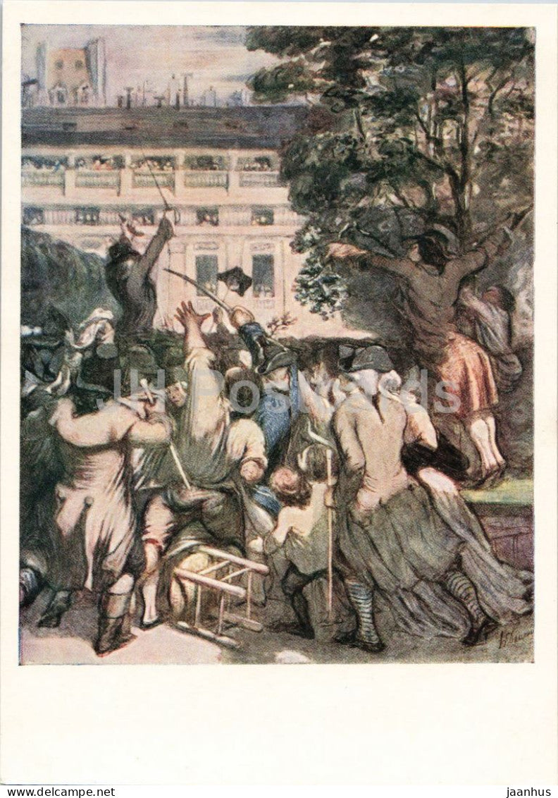 watercolor by Honore Daumier - Camille Desmoulins at the Palais-Royal - French art - 1960 - Russia USSR - unused - JH Postcards