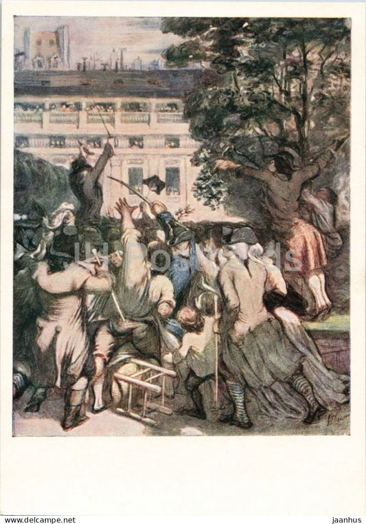 watercolor by Honore Daumier - Camille Desmoulins at the Palais-Royal - French art - 1960 - Russia USSR - unused - JH Postcards