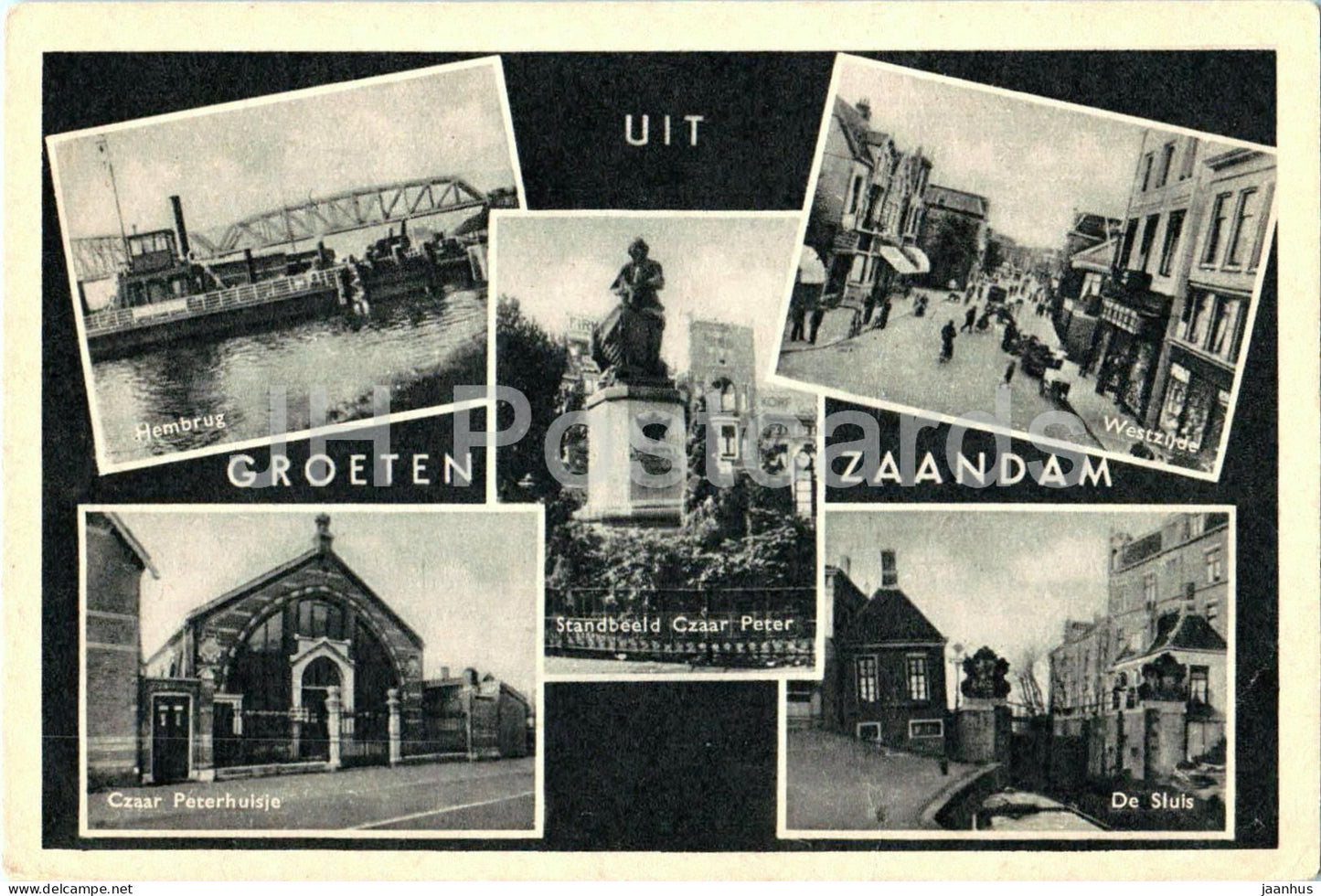 Zaandam - Groeten uit Zaandam - Hembrug - Westzijde - De Sluis - multiview - old postcard - Netherlands - unused - JH Postcards
