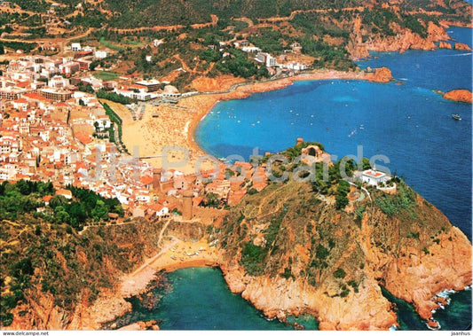 Costa Brava Tossa de Mar Vista parcial - beach - bay - old town - aerial view - 1761 - 1985 - Spain - used - JH Postcards