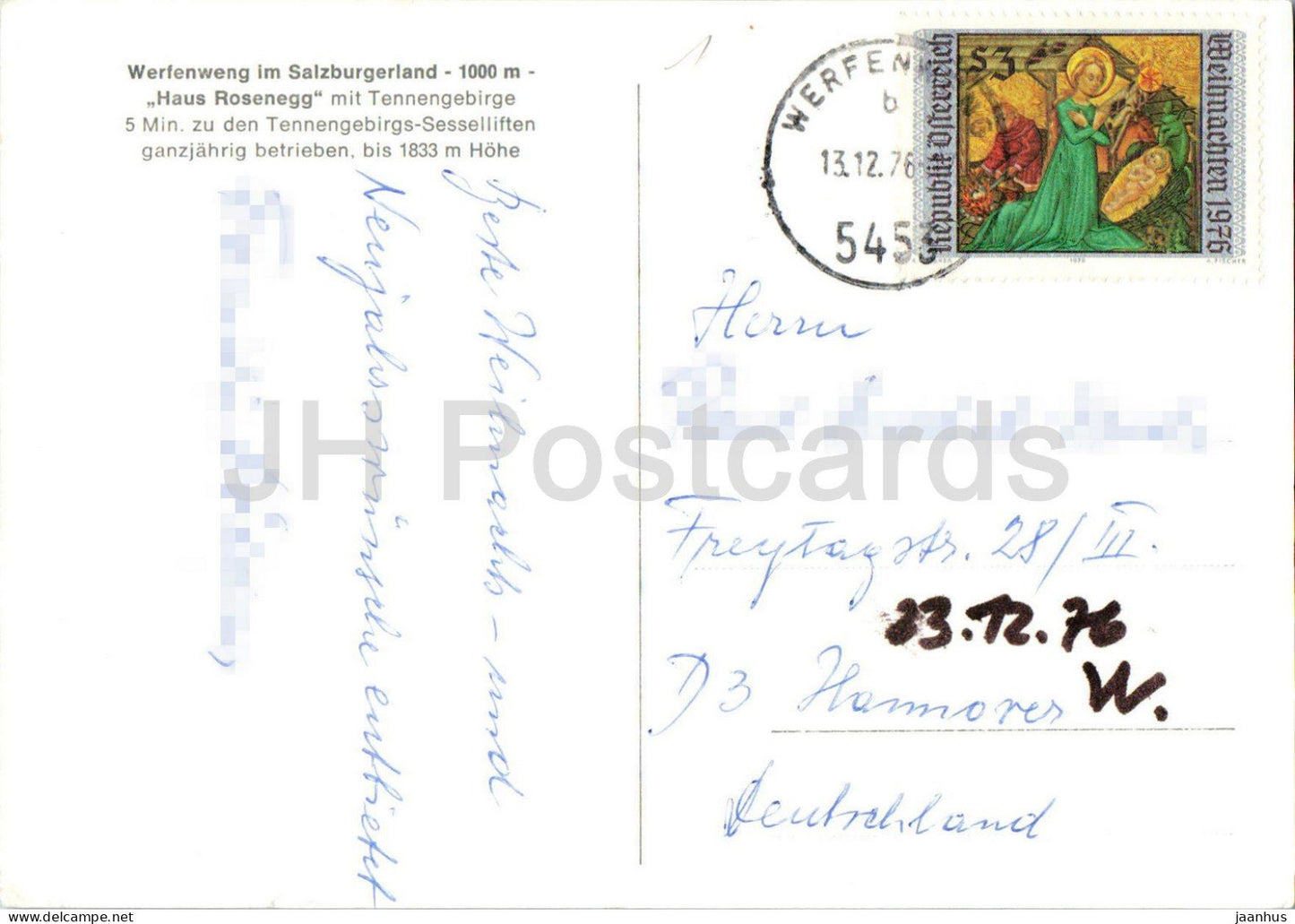 Haus Rosenegg - Werfenweng im Salzburgerland - maison d'hôtes - village alpin - 1976 - Autriche - usagé