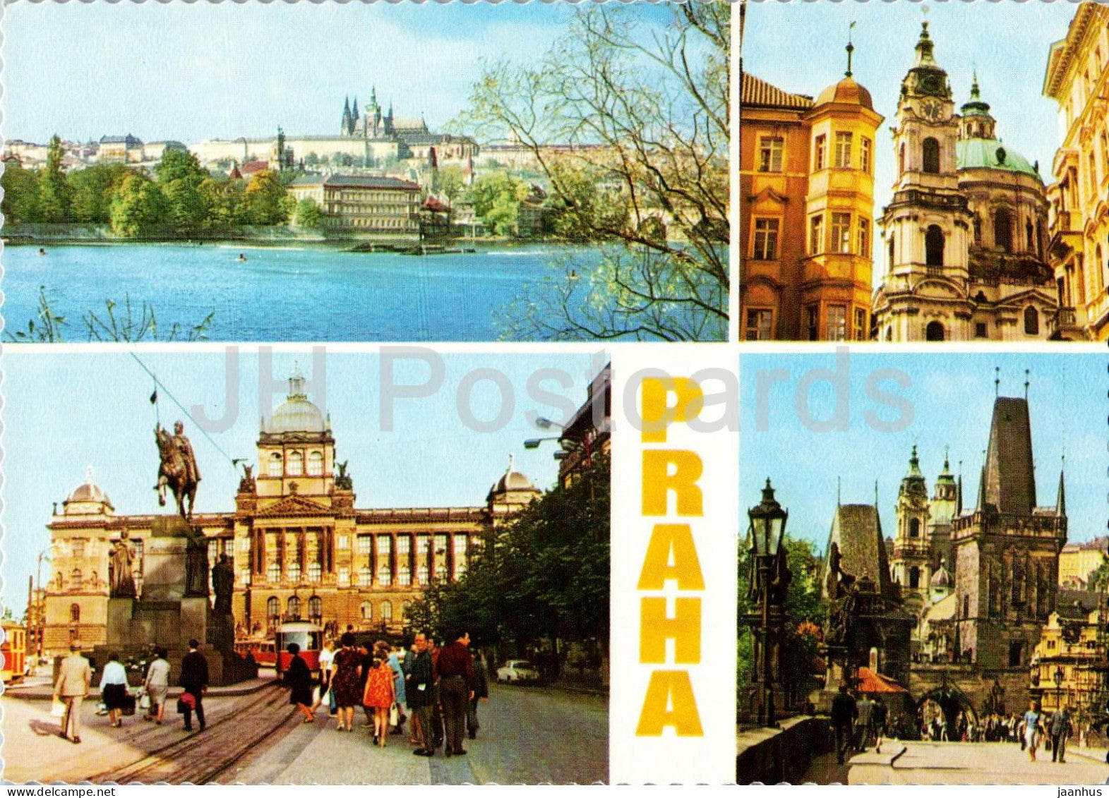 Praha - Prague - National Museum with statue of Prince Wenceslas - multiview - Czech Republic - Czechoslovakia - unused - JH Postcards