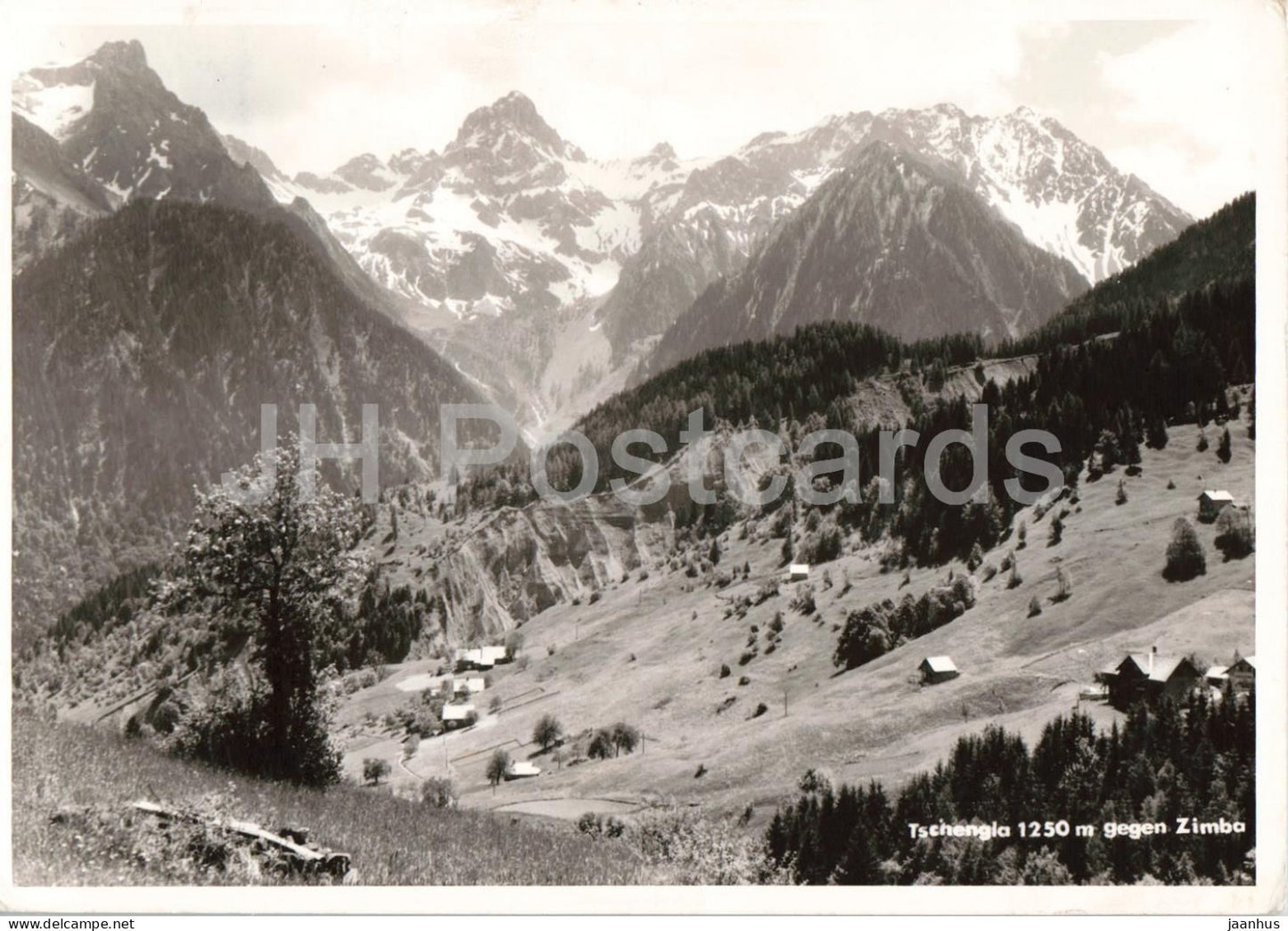 Tschengla 1250 m gegen Zimba - alpine plateau - mountains - valley - landscape - mountains - 1968 - Austria - used - JH Postcards