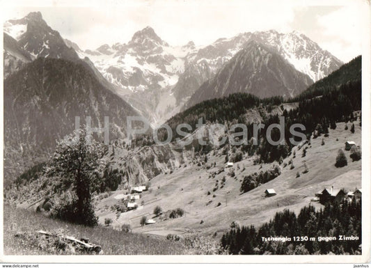 Tschengla 1250 m gegen Zimba - alpine plateau - mountains - valley - landscape - mountains - 1968 - Austria - used - JH Postcards