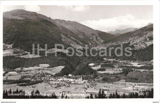 Sommerfrische Greifenburg - town - valley - mountains - old postcard - 846-17 - 1942 - Austria - used - JH Postcards