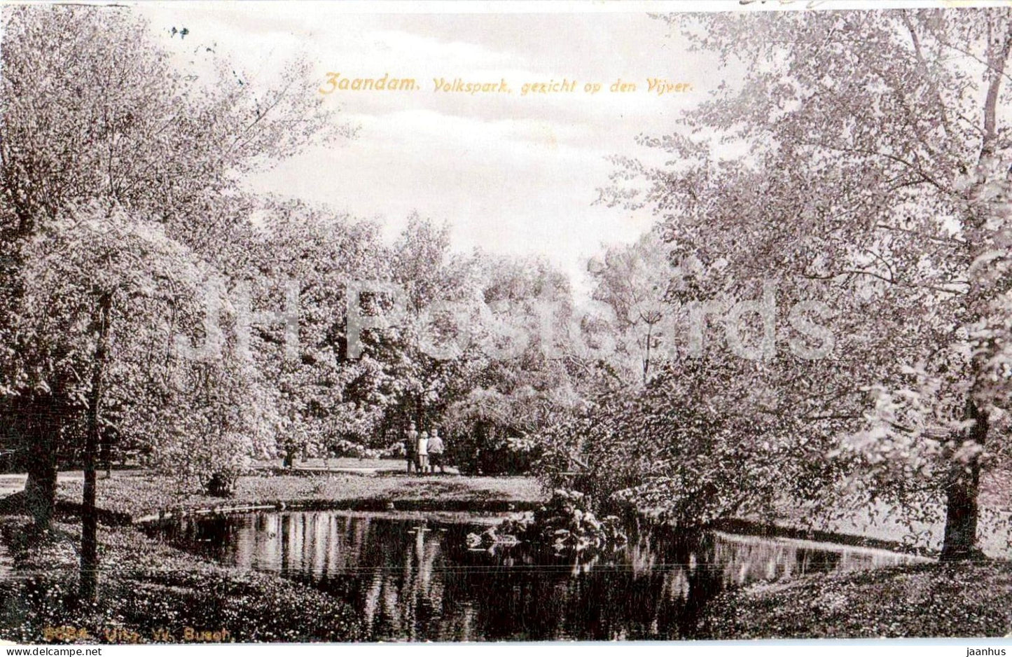 Zaandam - Volkspark - gezicht op den Vijver - People’s Park - Pond - old postcard - Netherlands - used - JH Postcards