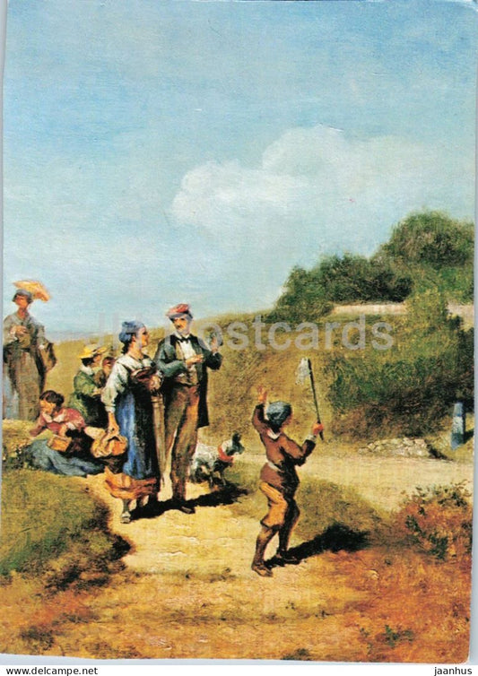 painting by Carl Spitzweg - The Sunday Walk - Sonntagsspaziergang - German art - Germany - unused - JH Postcards