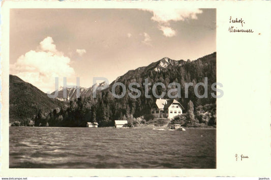 Seehof - Weissensee - lake - mountains - 255 - old postcard - 1932 - Austria - used - JH Postcards