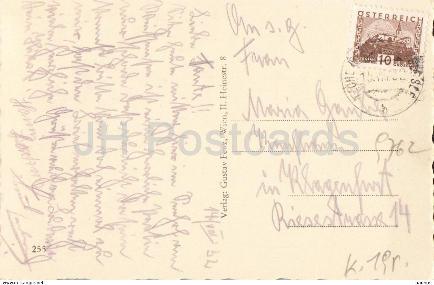 Seehof - Weissensee - lac - montagnes - 255 - carte postale ancienne - 1932 - Autriche - utilisée 